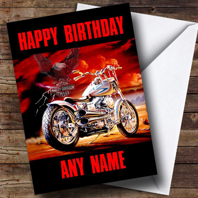 Harley Davidson Motorcycle Customised Birthday Card - Party Animal Print