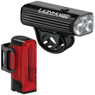 Lezyne Macro Drive 1400+/Strip Drive Pro 400+ Headlight/Taillight Set Black
