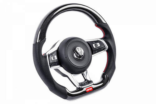 APR Steering Wheel - Carbon Fiber & Perforated Leather - Mk7 GTI/GLI Red (For Use Without Paddles) | MS100205