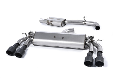 Milltek Cat Back Exhaust - Resonated - Quad Round Cerakote Black Tips - SSXAU420