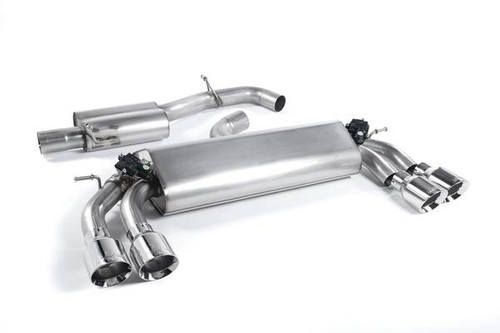 Milltek Cat Back Exhaust - Resonated - Polished GT-100 Round Trims - SSXVW399