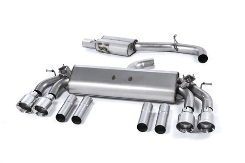 Milltek Cat Back Exhaust - Resonated - Quad Round Polished Tips - SSXAU476