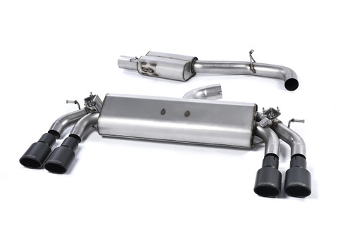 Milltek Cat Back Exhaust - Resonated - Quad Oval Cerakote Black Tips 104x80mm Black Velvet Oval - SSXAU419