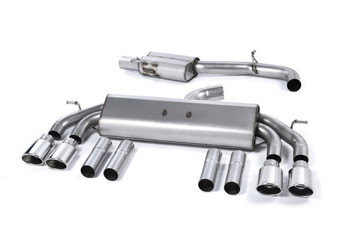 Milltek Cat Back Exhaust - Resonated - Quad Oval Polished Tips - SSXAU545