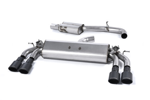 Milltek Cat Back Exhaust - Resonated - Quad Oval Cerakote Black Tips - SSXAU401