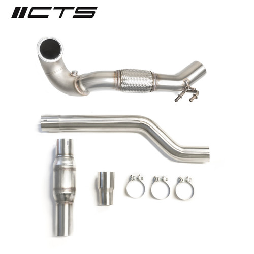 CTS TURBO MQB AWD EXHAUST DOWNPIPE WITH HIGH FLOW CAT (MK7/MK7.5 GOLF AWD, GOLF R, A3/S3/TT/TT-S QUATTRO) - CTS-EXH-DP-0015-CAT