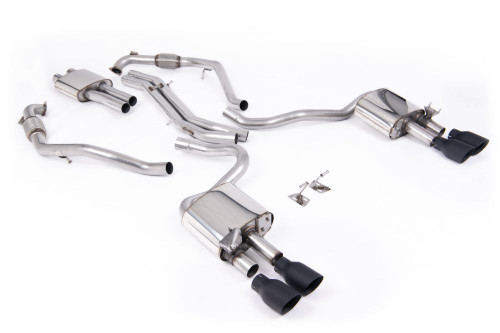 Milltek Resonated Cat-Back for B9 S5 with Quad Cerakote Black GT Tips | SSXAU1121