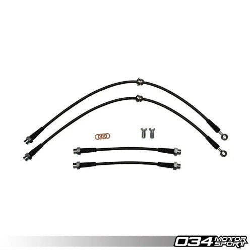 034Motorsport Stainless Steel Braided Brake Line Kit, 8P Audi A3 & MkV/MkVI Volkswagen Golf/Rabbit/GTI/Jetta/GLI | 034-303-0006