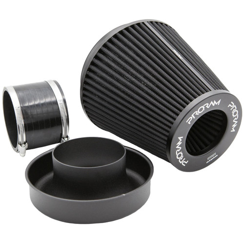 Ramair Pleated 90mm (3.5inch) ID Neck Large Cone Air Filter with Velocity Stack and Coupling | PR-CC-195-VS-90-BK-KIT