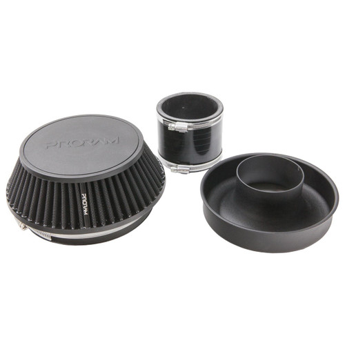 Ramair Pleated 90mm (3.5inch) ID Neck Small Cone Air Filter with Velocity Stack and Coupling | PR-CC-193-VS-90-BK-KIT