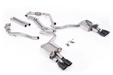 Milltek Non-Resonated Cat-Back for B9 S5 with Quad Cerakote Black Ovals Tips | SSXAU1118