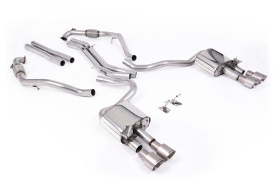 Milltek Non-Resonated Cat-Back for B9 S5 with Quad Brushed Titanium GT Tips | SSXAU1115