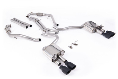 Milltek Non-Resonated Cat-Back for B9 S5 with Quad Cerakote Black GT Tips | SSXAU1114