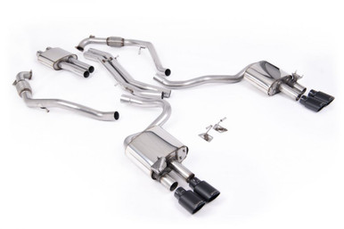 Milltek Resonated Cat-Back for B9 S5 with Quad Cerakote Black Oval Tips | SSXAU1126