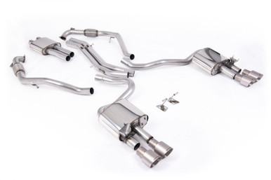 Milltek Resonated Cat-Back for B9 S5 with Quad Brushed Titanium GT Tips | SSXAU1122
