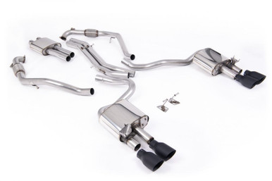 Milltek Resonated Cat-Back for B9 S5 with Quad Cerakote Black GT Tips | SSXAU1121
