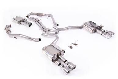 Milltek Resonated Cat-Back for B9 S5 with Quad Polished GT Tips | SSXAU1120