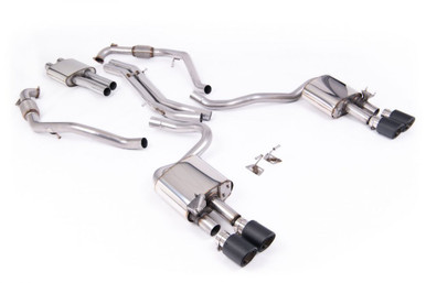 Milltek Resonated Cat-Back for B9 S5 with Quad Cerakote Black Jet Tips | SSXAU1124