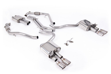 Milltek Resonated Cat-Back for B9 S5 with Quad Polished Oval Tips | SSXAU1125