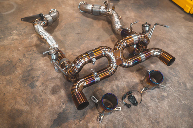 Valvetronic Designs Ferrari F8 Tributo, Catback, Grade 5 Titanium, Titanium OEM Style Tips | FER.F8.VSES.TI