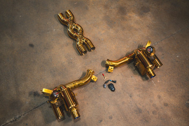 Valvetronic Designs Ferrari GTC 4 Lusso 6.3L Catback, T304 SS Anodized Gold OEM Style Tips | FER.GTC4.VSES.AG