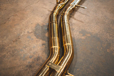 Valvetronic Designs Audi RSQ8 4.0L Catback T304 SS Anodized Gold Reuses OEM Tips | AUD.RSQ8.VSES.AG