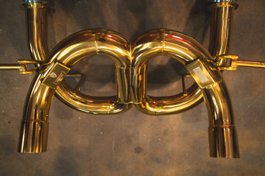 Valvetronic Designs Lamborghini Aventador SVJ 6.5L F1 Catback Exhaust, T304 Stainless Steel Finished in Anodized Gold