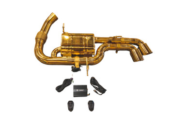 Valvetronic Designs BMW i8 1.5L Catback Anodized Gold T304 SS, Anodized Gold 3.5" Tips | BMW.I8.VSES.AG