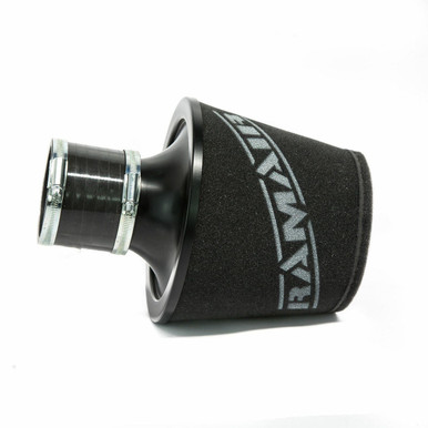 Ramair Foam Jet Stream Large Cone Air Filter 70mm (2.75inch) OD Black with Silicone Coupler | JS-070-BK-KIT