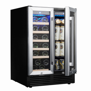 Wine Cooler Refrigerator - Dual Zone Built-in or Freestanding Fridge with Stainless Steel Tempered Glass Door and Temperature Memory Function Wine Cooler Refrigerator - Dual Zone Built-in or Freestanding Fridge with Stainless Steel Tempered Glass Door and Temperature Memory Function