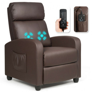 Recliner Sofa Wingback Chair with Massage Function, Brown Recliner Sofa Wingback Chair with Massage Function, Brown