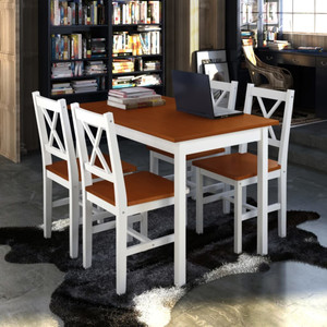 Wooden Table with 4 Wooden Chairs Furniture Set Brown Wooden Table with 4 Wooden Chairs Furniture Set Brown