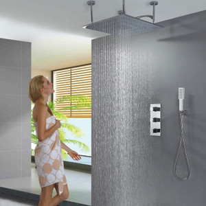 2-Handle 2-Spray High Pressure Ceiling Mount Shower Faucet in Matte Black (Valve Included) 2-Handle 2-Spray High Pressure Ceiling Mount Shower Faucet in Matte Black (Valve Included)