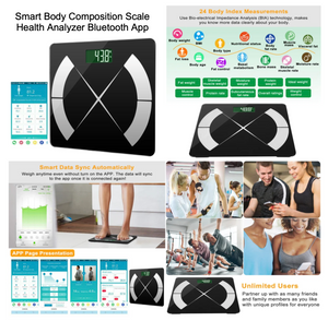 Smart Body Composition Scale Fat Monitor Digital APP Scale BMI Health Analyzer Smart Body Composition Scale Fat Monitor Digital APP Scale BMI Health Analyzer