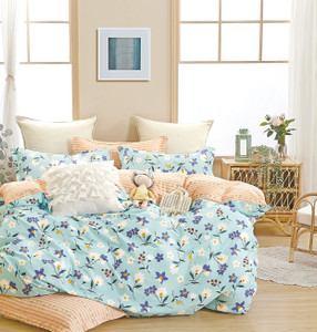 Blue/Yellow 100% Cotton Reversible Comforter Set Blue/Yellow 100% Cotton Reversible Comforter Set