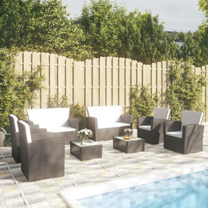 8 Piece Patio Lounge Set with Cushions Poly Rattan Black 8 Piece Patio Lounge Set with Cushions Poly Rattan Black