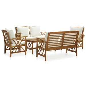 5 Piece Garden Lounge Set with Cushions Solid Acacia Wood 5 Piece Garden Lounge Set with Cushions Solid Acacia Wood