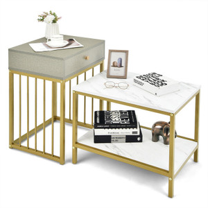 Living Room Bedroom 2PCS 2-Tier Nesting Coffee Sofa Side End Tables Living Room Bedroom 2PCS 2-Tier Nesting Coffee Sofa Side End Tables