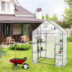 Greenhouse, 56" x 29" x 77” (W x D x H), 4 Shelves, Transparent Greenhouse, 56" x 29" x 77” (W x D x H), 4 Shelves, Transparent