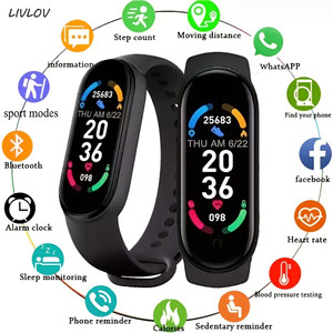 Unisex M6 Fitness Tracker; Smart Watch With Heart Rate Sleep Blood Oxygen Monitor; IP68 Waterproof Watch; Step Calorie Counter Pedometer For Android IOS Unisex M6 Fitness Tracker; Smart Watch With Heart Rate Sleep Blood Oxygen Monitor; IP68 Waterproof Watch; Step Calorie Counter Pedometer For Android IOS