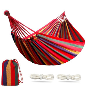 Outdoor Garden Camping Hammock With Tree Straps Portable with Carrying Bag Red