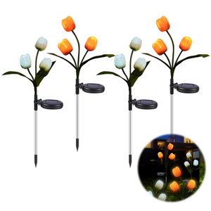 Solar Power Flower Garden Stake Landscape Fairy Lamp Outdoor Yard Path LED Light Yellow+White Tulip Garden Lights 2Pcs Solar Power Flower Garden Stake Landscape Fairy Lamp Outdoor Yard Path LED Light Yellow+White Tulip Garden Lights 2Pcs