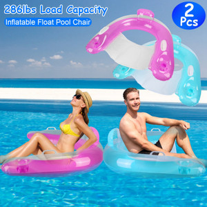 2 Pieces Inflatable Float Pool Chair 286 lbs Load Water Lounger Floating Mattress with Cup Holder Arm Rest Outdoor Pool Party Beach 2 Pieces Inflatable Float Pool Chair 286 lbs Load Water Lounger Floating Mattress with Cup Holder Arm Rest Outdoor Pool Party Beach