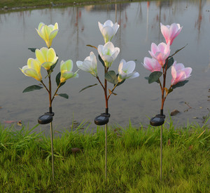 LED Magnolia Flower Stake Light Solar Energy Rechargeable for Outdoor Garden LED Magnolia Flower Stake Light Solar Energy Rechargeable for Outdoor Garden