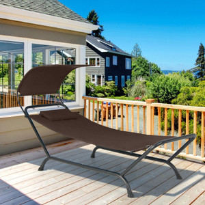 Patio Hanging Chaise Lounge Hammock Chair with Canopy Cushion Pillow and Storage Bag Patio Hanging Chaise Lounge Hammock Chair with Canopy Cushion Pillow and Storage Bag