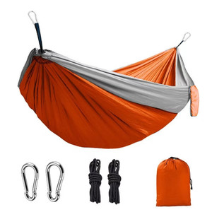 07--1pc Outdoor Camping Hammock; Portable Nylon Parachute Hammock 106*55in--Orange and Gray--07 07--1pc Outdoor Camping Hammock; Portable Nylon Parachute Hammock 106*55in--Orange and Gray--07