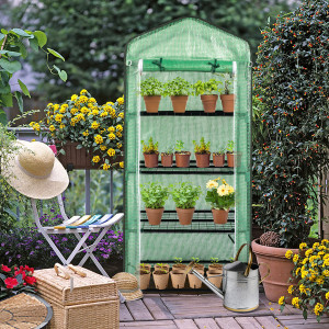 69x49x160cm Black Iron Pipe Pointed Mini Flower Stand With 4 Layers Of Grid; With Zipper Rolling Door; PE Cloth Green House 69x49x160cm Black Iron Pipe Pointed Mini Flower Stand With 4 Layers Of Grid; With Zipper Rolling Door; PE Cloth Green House