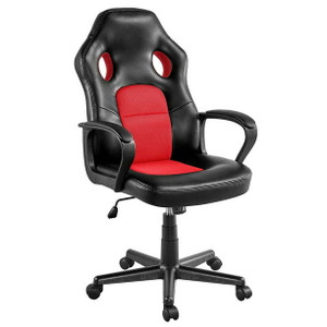 Adjustable Swivel Artificial Leather Gaming Chair, Red Adjustable Swivel Artificial Leather Gaming Chair, Red