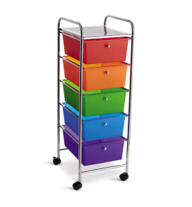 5 Drawer Storage Rolling Cart Organizer for Craft Office by Simply Tidy, Rainbow 5 Drawer Storage Rolling Cart Organizer for Craft Office by Simply Tidy, Rainbow
