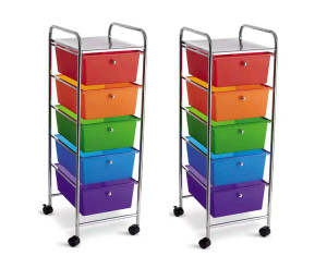 Set of 2, 5 Drawer Storage Rolling Cart Organizer for Craft Office by Simply Tidy, Rainbow Set of 2, 5 Drawer Storage Rolling Cart Organizer for Craft Office by Simply Tidy, Rainbow